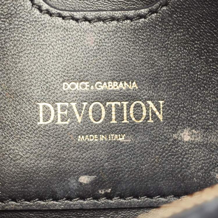 Pre Owned Dolce & Gabbana Devotion Camera Black Matelassé Velvet Crossbody Bag