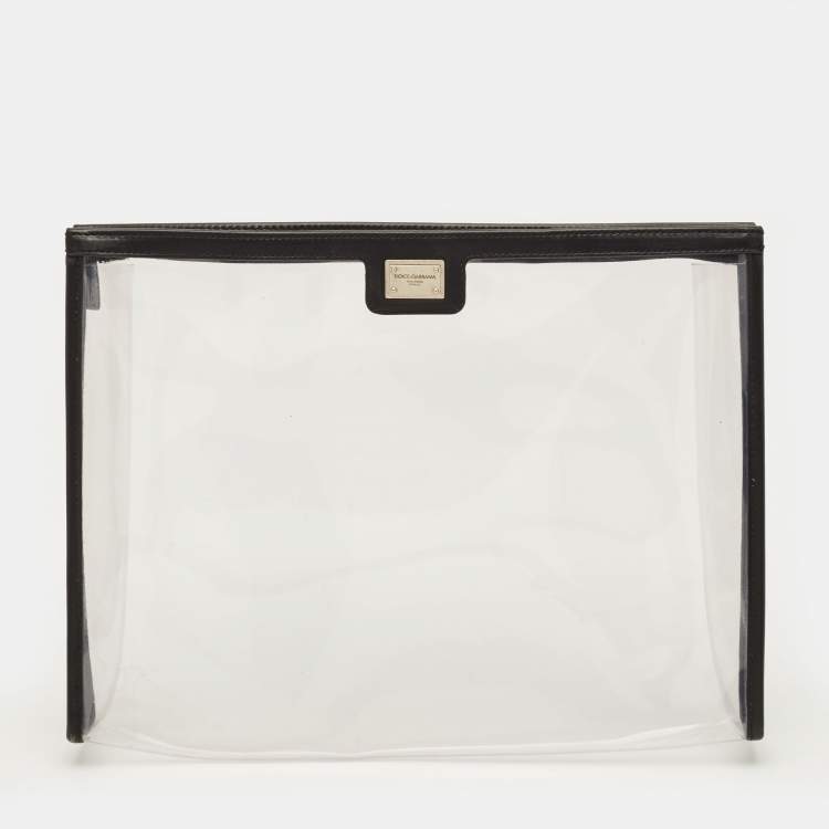 Pre Owned Dolce & Gabbana Black/Clear PVC and Leather Travel Pouch