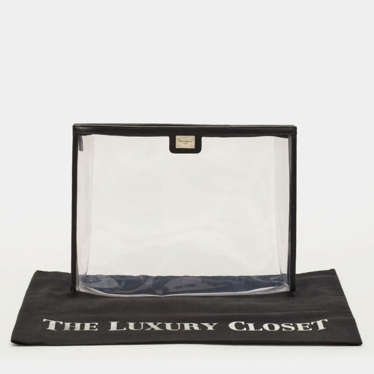 Pre Owned Dolce & Gabbana Black/Clear PVC and Leather Travel Pouch