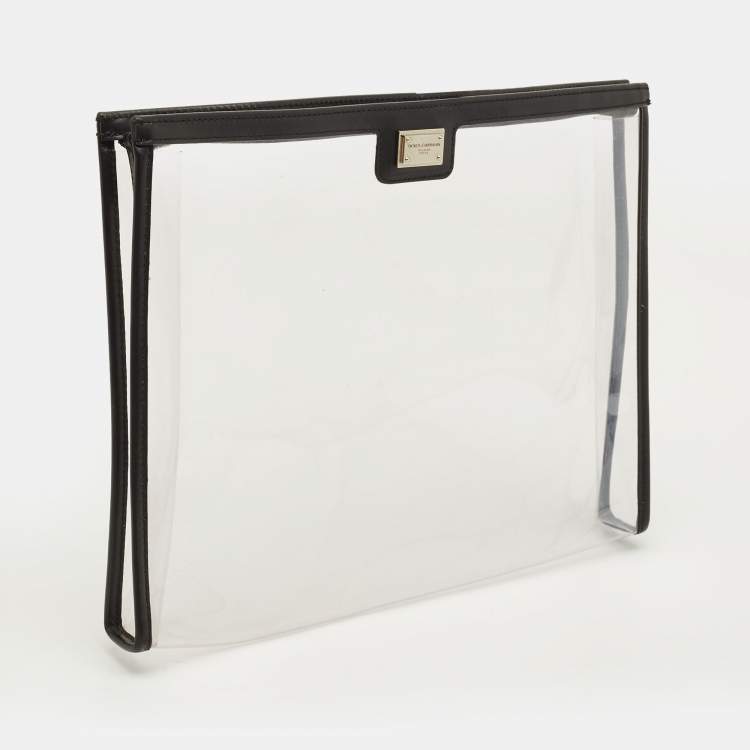 Pre Owned Dolce & Gabbana Black/Clear PVC and Leather Travel Pouch