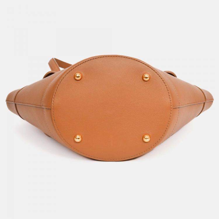 Pre Owned Dolce & Gabbana Brown Leather Capri Coffa Bucket Bag