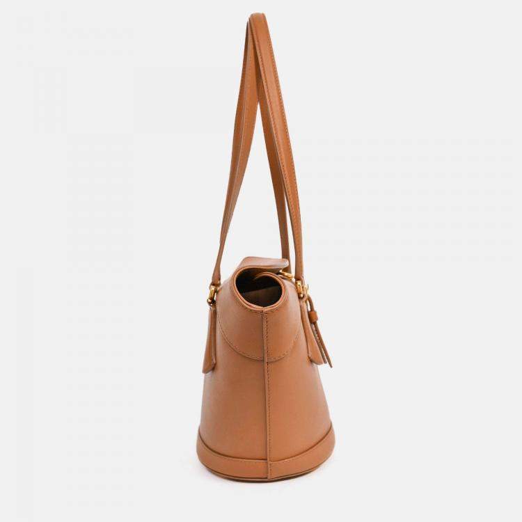 Pre Owned Dolce & Gabbana Brown Leather Capri Coffa Bucket Bag