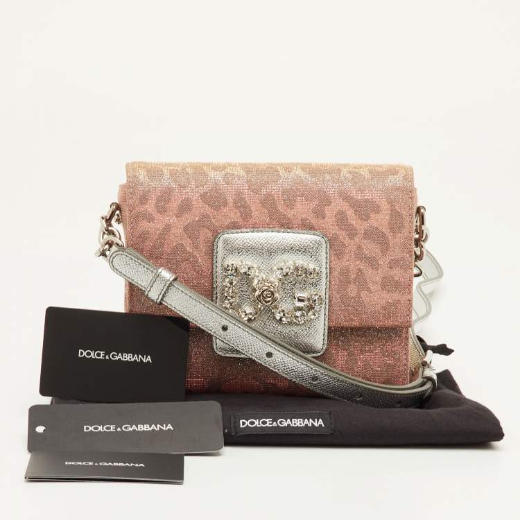 Pre Owned Dolce & Gabbana DG Millennials Mini Metallic Lurex Fabric Crossbody Bag