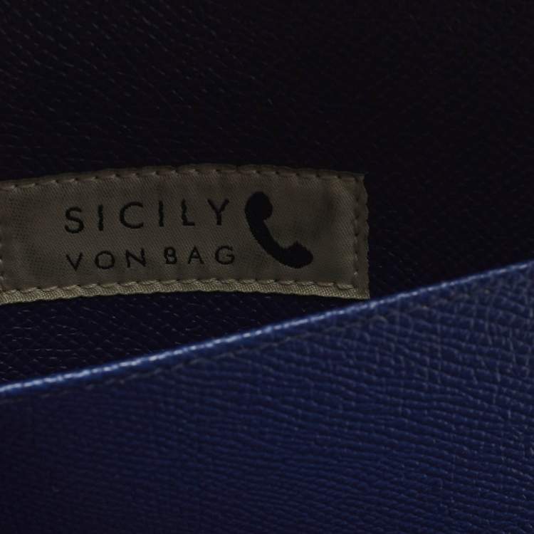 Pre Owned Dolce & Gabbana Miss Sicily Von Multicolor Majolica Print Leather Wallet on Chain