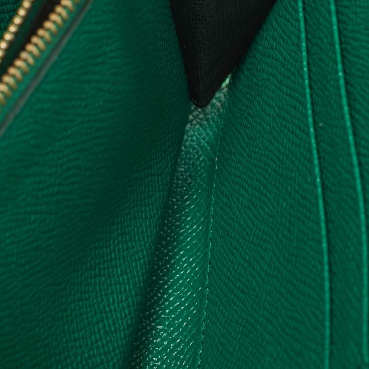 Pre Owned Dolce & Gabbana Miss Sicily Leaf Print Leather Wallet on Chain