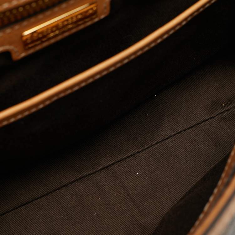 مملوكة مسبقًا Dolce & Gabbana Miss Sicily Medium Tan Leopard Print Coated Canvas and Leather Top Handle Bag