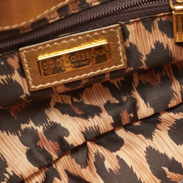 Pre Owned Dolce & Gabbana Tricolor Denim and Snakeskin Leather Shoulder Bag