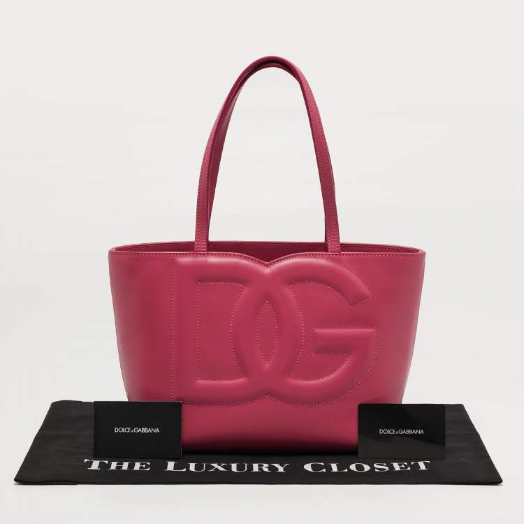 Pre Owned حقيبة تسوق جلدية فوكسيا صغيرة بشعار دي جي دولتشي أند غابانا