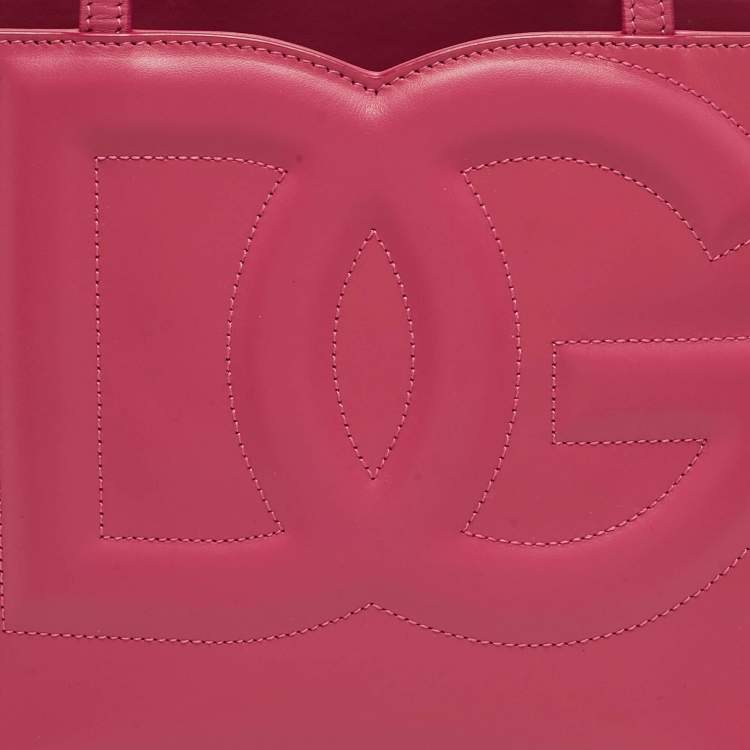 Pre Owned حقيبة تسوق جلدية فوكسيا صغيرة بشعار دي جي دولتشي أند غابانا