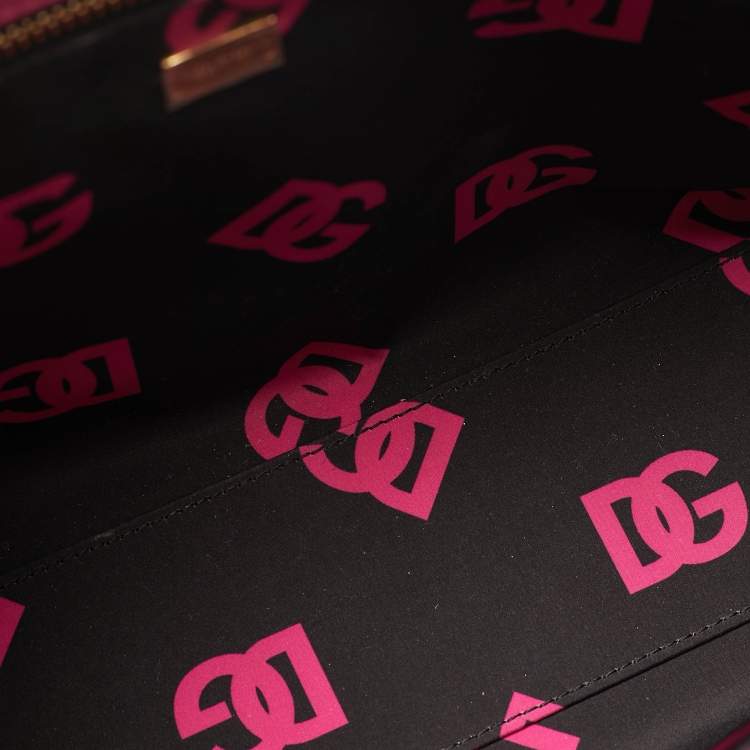 Pre Owned حقيبة تسوق جلدية فوكسيا صغيرة بشعار دي جي دولتشي أند غابانا