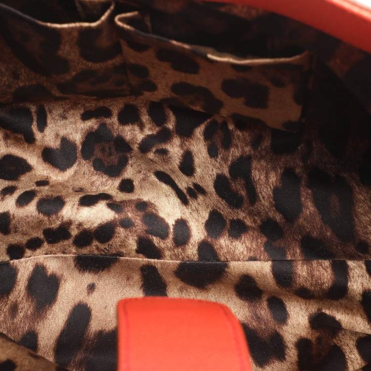 Pre Owned Dolce & Gabbana Miss Sicily Large Orange Leather Top Handle Bags