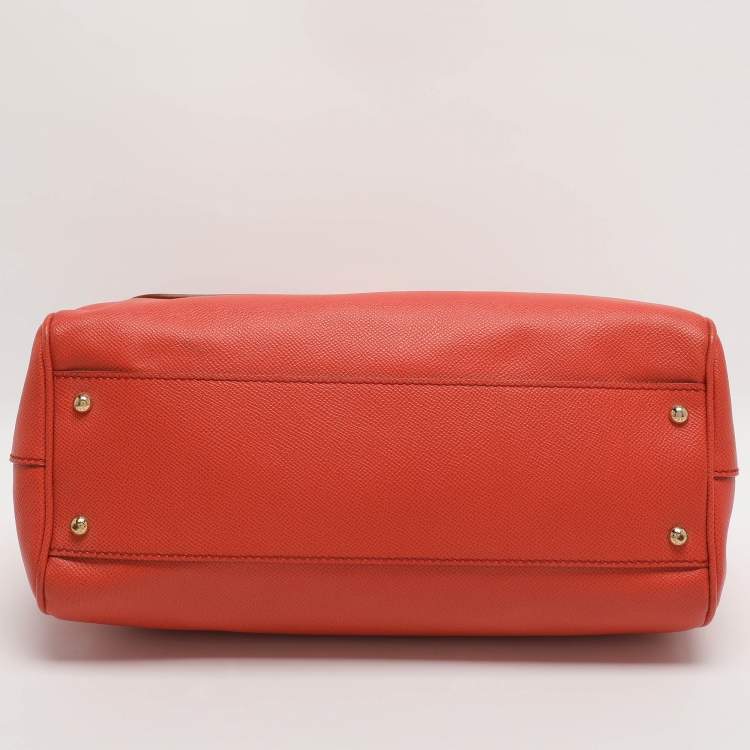 Pre Owned Dolce & Gabbana Miss Sicily Large Orange Leather Top Handle Bags