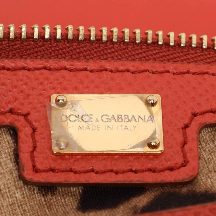 Pre Owned Dolce & Gabbana Miss Sicily Large Orange Leather Top Handle Bags