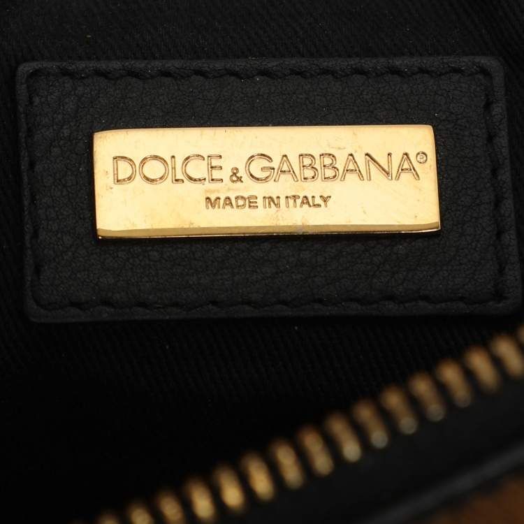 Pre Owned Dolce & Gabbana Nina Brown/Black Leopard Print Coated Canvas Chain Clutch