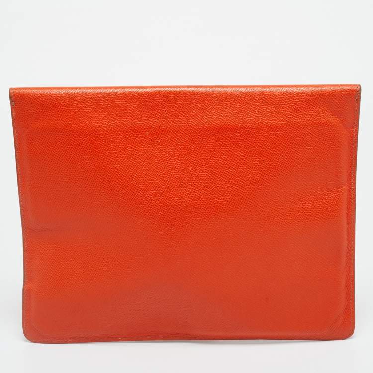 Pre Owned Dolce & Gabbana Orange Leather Envelope Clutch