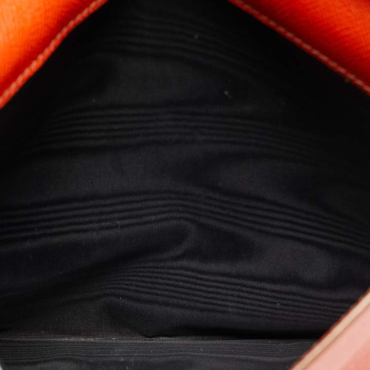 Pre Owned Dolce & Gabbana Orange Leather Envelope Clutch