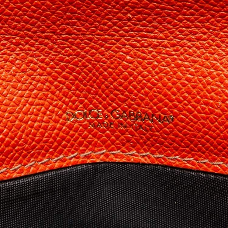 Pre Owned Dolce & Gabbana Orange Leather Envelope Clutch