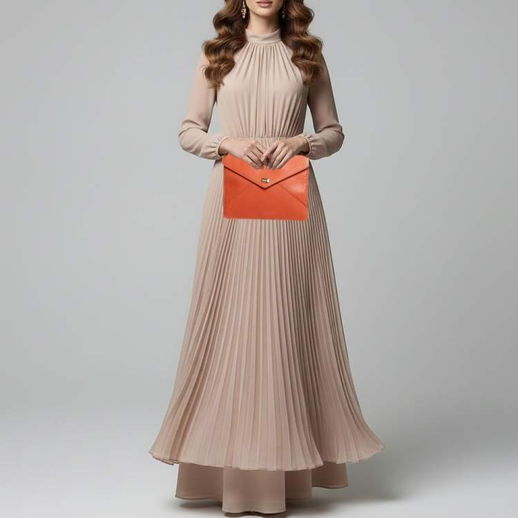 Pre Owned Dolce & Gabbana Orange Leather Envelope Clutch