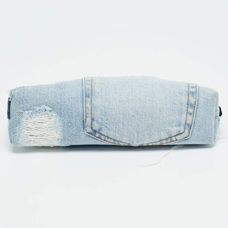 Pre Owned Dolce & Gabbana DG Girls Blue Patchwork Denim Make-Up Bag