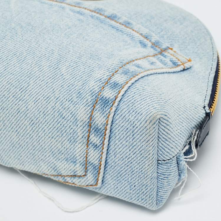 Pre Owned Dolce & Gabbana DG Girls Blue Patchwork Denim Make-Up Bag