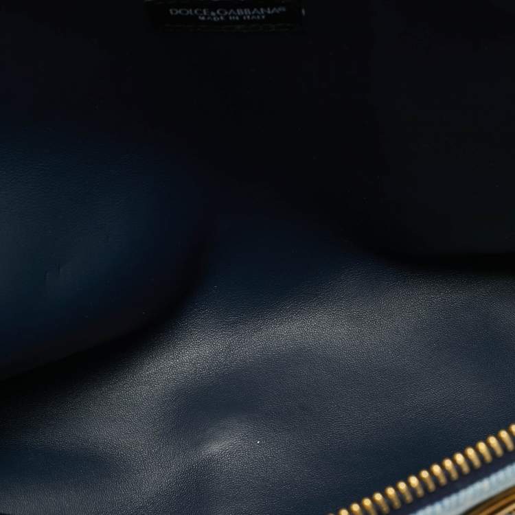 Pre Owned Dolce & Gabbana DG Girls Blue Patchwork Denim Make-Up Bag