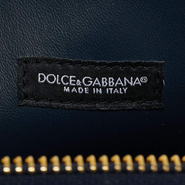Pre Owned Dolce & Gabbana DG Girls Blue Patchwork Denim Make-Up Bag