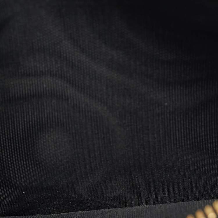 Pre Owned Dolce & Gabbana DG Crystal Logo Black Leather Zip Card Holder