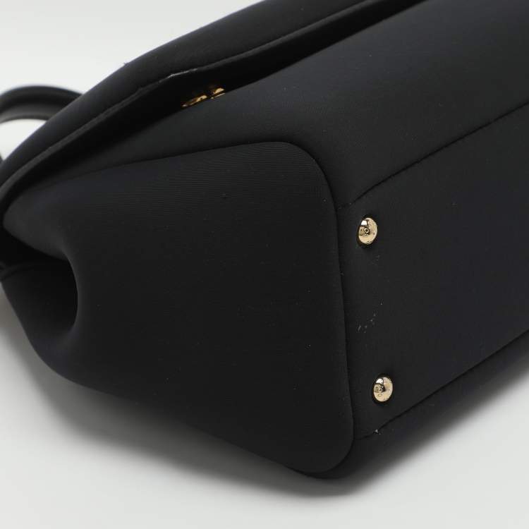 Pre Owned حقيبة يد علوية دولتشي & غابانا ميس سيشيلي متوسطة جلد أسود ونيوبرين