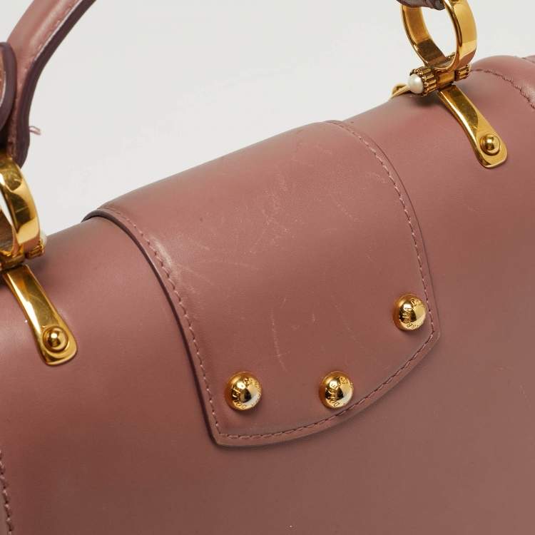 Pre Owned Dolce & Gabbana DG Amore Pink Leather Top Handle Bag