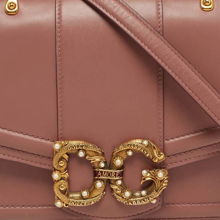 Pre Owned Dolce & Gabbana DG Amore Pink Leather Top Handle Bag