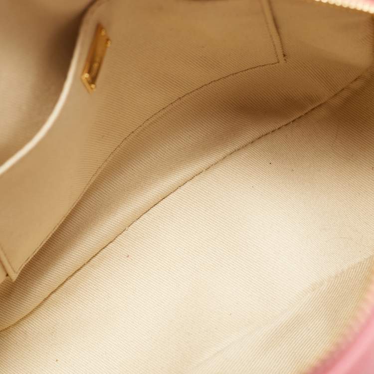 Pre Owned Dolce & Gabbana Glam Pink Pineapple Print Leather Crossbody Bag