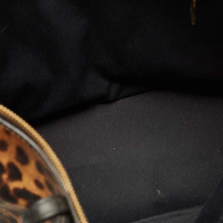 Pre Owned Dolce & Gabbana Miss Escape Brown/Black Leopard Print Coated Canvas Zip Tote