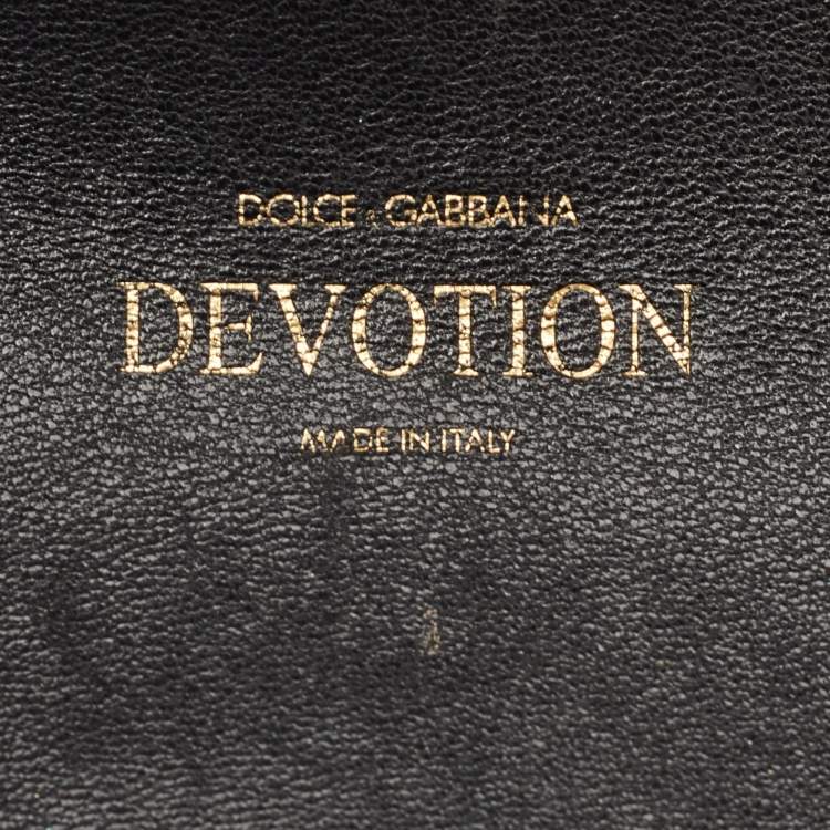 Pre Owned Dolce & Gabbana Devotion Black Woven Leather Flap Shoulder Bag