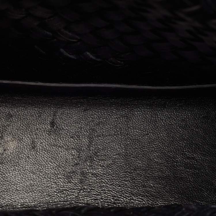 Pre Owned Dolce & Gabbana Devotion Black Woven Leather Flap Shoulder Bag