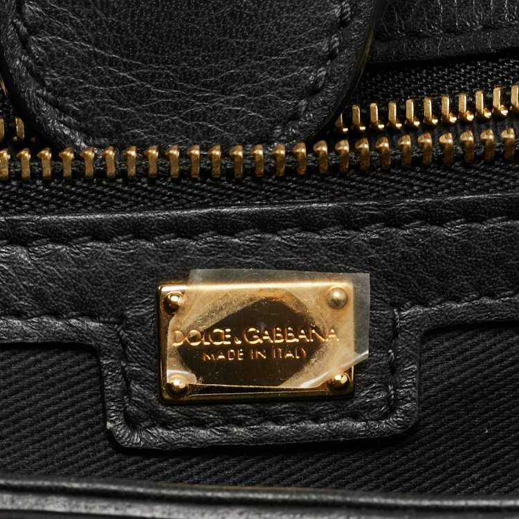 Pre Owned Dolce & Gabbana Miss Sicily Large Brown/Black Leopard Print Coated Canvas Top Handle Bag