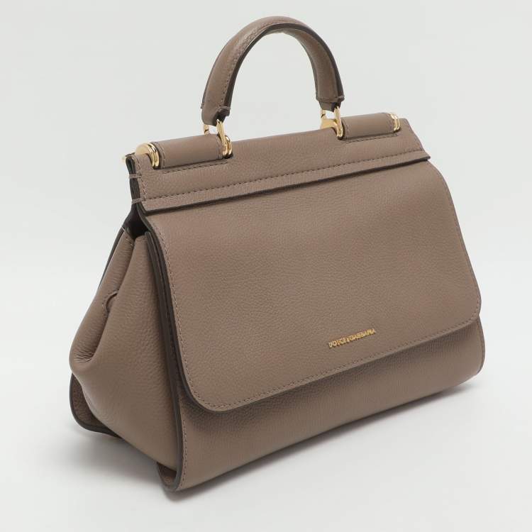 Pre Owned Dolce & Gabbana Sicily Beige Leather Top Handle Bag