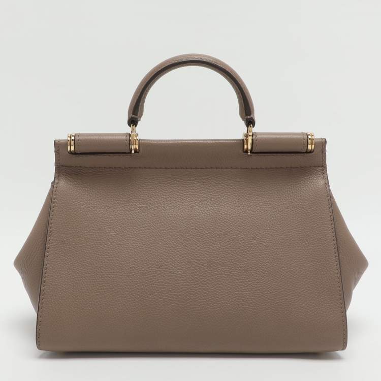 Pre Owned Dolce & Gabbana Sicily Beige Leather Top Handle Bag
