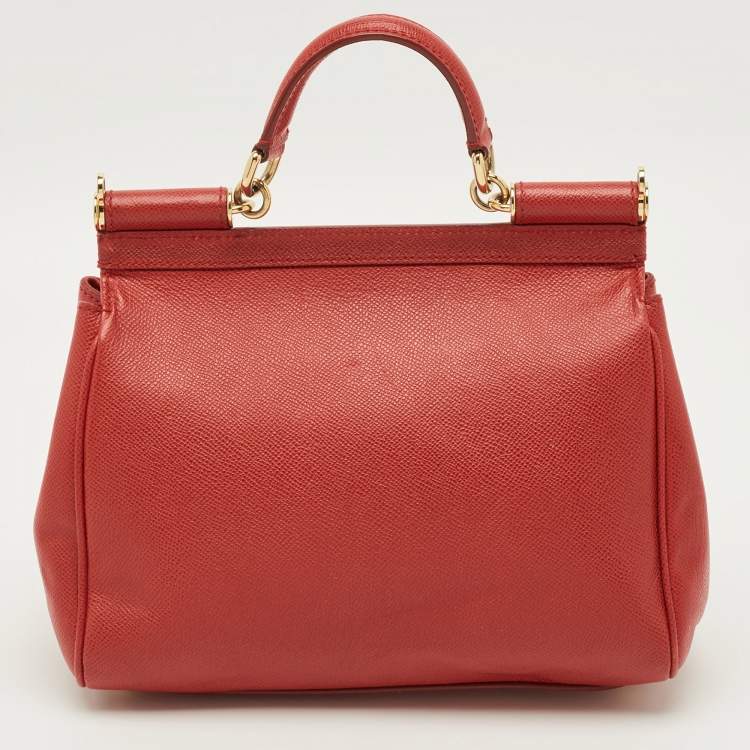 Pre Owned حقيبة دولتشي أند غابانا ميس سيسيلي متوسطة يد علوية جلد أحمر
