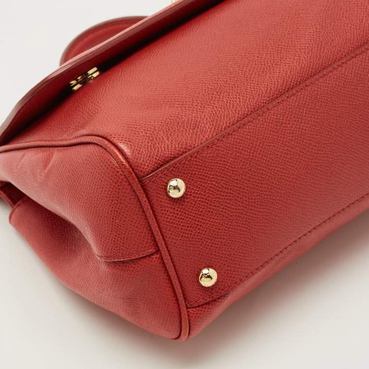 Pre Owned حقيبة دولتشي أند غابانا ميس سيسيلي متوسطة يد علوية جلد أحمر