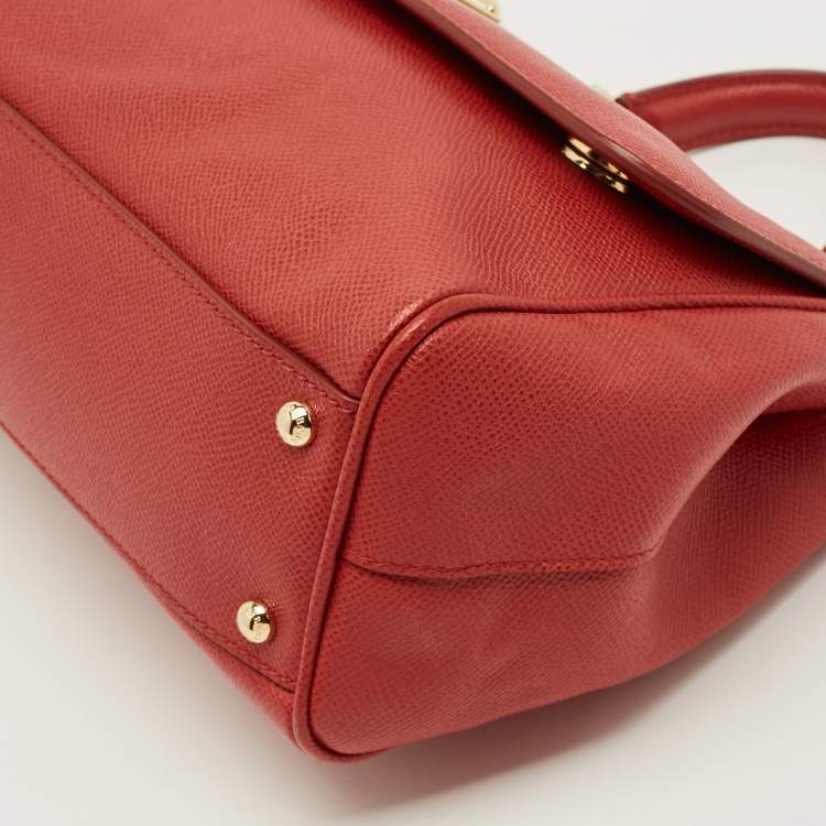 Pre Owned حقيبة دولتشي أند غابانا ميس سيسيلي متوسطة يد علوية جلد أحمر