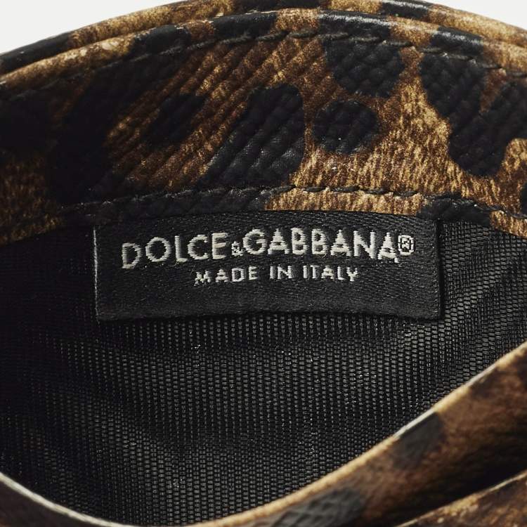 Pre Owned Dolce & Gabbana Brown/Black Leopard Print Coated Canvas Card Holder