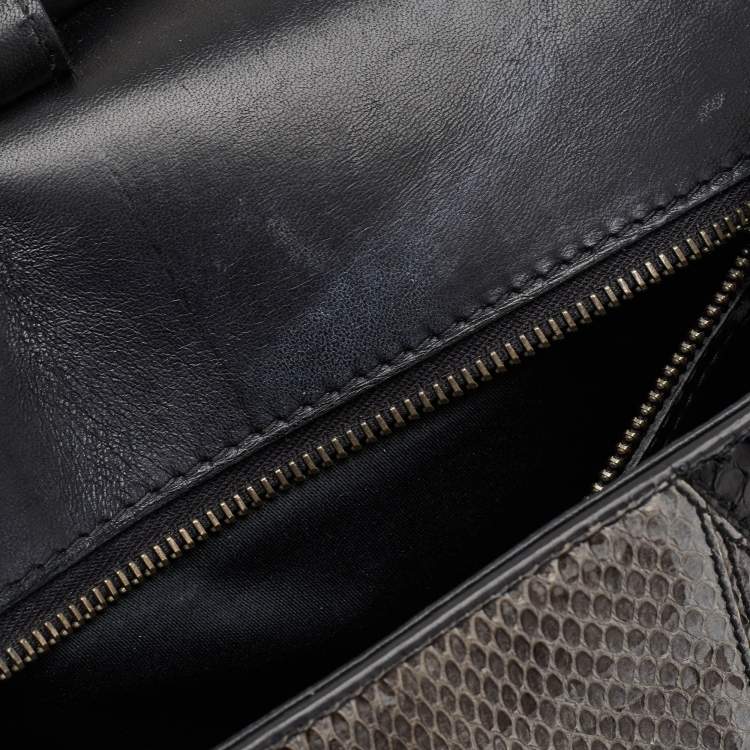 Pre Owned Dolce & Gabbana Miss Sicily Large Multicolor Colorblock Snakeskin Top Handle Bag