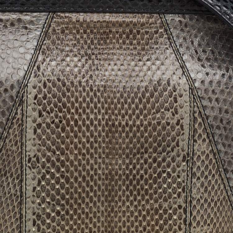 Pre Owned Dolce & Gabbana Miss Sicily Large Multicolor Colorblock Snakeskin Top Handle Bag