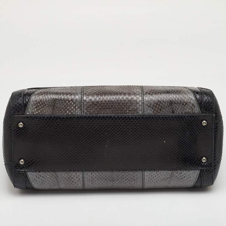 Pre Owned Dolce & Gabbana Miss Sicily Large Multicolor Colorblock Snakeskin Top Handle Bag