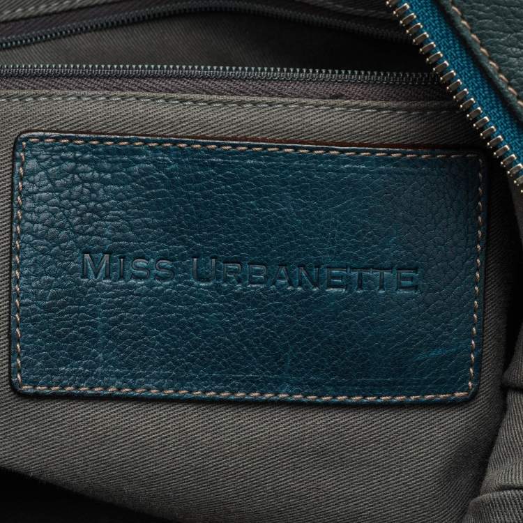 Pre Owned Dolce & Gabbana Miss Urbanette Dark Teal Green Leather Zip Satchel