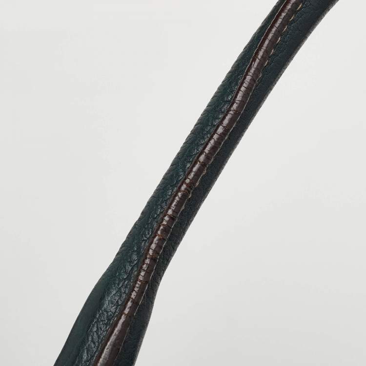 Pre Owned Dolce & Gabbana Miss Urbanette Dark Teal Green Leather Zip Satchel