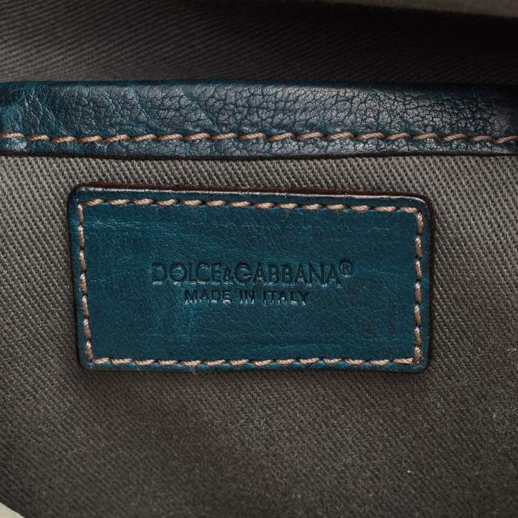 Pre Owned Dolce & Gabbana Miss Urbanette Dark Teal Green Leather Zip Satchel