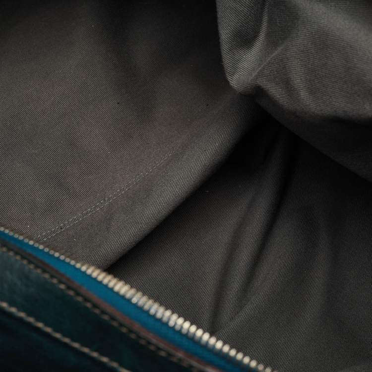 Pre Owned Dolce & Gabbana Miss Urbanette Dark Teal Green Leather Zip Satchel