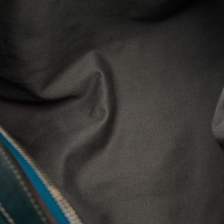 Pre Owned Dolce & Gabbana Miss Urbanette Dark Teal Green Leather Zip Satchel