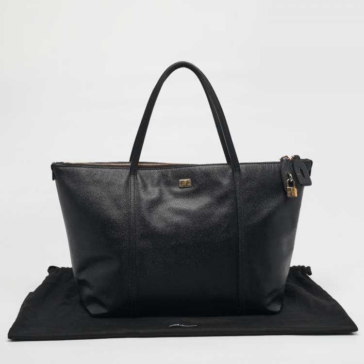 Pre Owned Dolce & Gabbana Miss Escape Zip Black Leather Tote